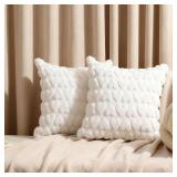 NEW 2PK Faux Fur Throw Pillow Covers 17x17'