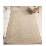 NEW $90 Braided Indoor/Outdoor Area Rug, 4x6, Tan