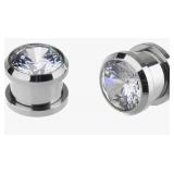 5 Pairs 0G Stainless Steel Cubic Zirconia