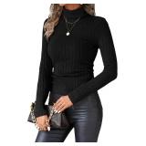 New Ekouaer Women Turtle Neck Tops Long Sleeve...