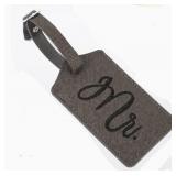 NEW Leather Luggage Tag 'Mr' Embroidered Tag