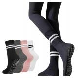 SEALED 4PK Womens Yoga Pilates Socks w/Grips