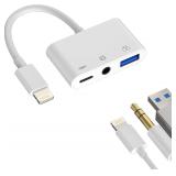 NEW 3-IN-1 Lightning Adapter to AUX/USB/Charger