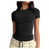 NEW (S) Women's Solid Crop Top Short Sleeve