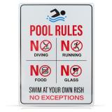 NEW $30 Pool Rules Metal Sign (14'x10')