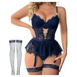 NEW $30 (3XL) Naughty Lace Garter Lingerie Set