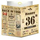 NEW 36th Jumbo Birthday Cards- 1990