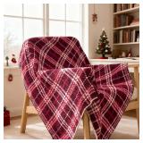 NEW $36 Plaid Fleece Throw Blanket Soft 50x60'