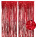 NEW 2PK Tinsel Fringe Backdrop Curtains(8FTx3FT)