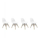 $226 4pcs Chair with Natural Wood Legs- White