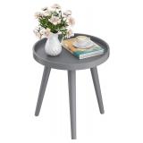 Apicizon Round Grey Side Table, Tray Nightstand Co