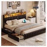 $270 King Size Bed Frame with 4 Storage Drawers an