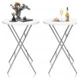$160 GUAGUA 32" Round Plastic Folding High Top Tab