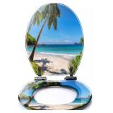 Colored Toilet Seat with Slow Close, Palms tropica