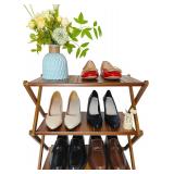 Foldable Bamboo Shelf, Folding Shoe Rack, Flower R