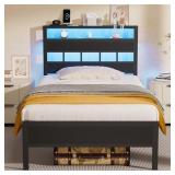 Furnulem Twin Bed Frames with Charging Station and