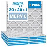 Aerostar 20x20x1 MERV 6 Pleated Air Filter, AC Fur