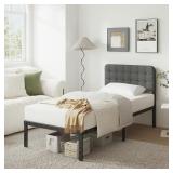14 Inch Twin Bed Frames with Upholstery Headboard,