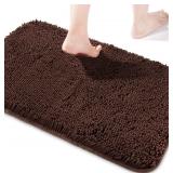 Yeaban Brown Bathroom Rugs   Thick Chenille Bath M