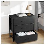 Nightstand with 3 Drawers for Bedroom, Storage Dre