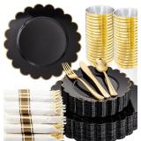 Boho Plastic Party Plates & Serving Set for 50 Gue