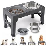 Elevated Dog Bowls - 5 Adjustable Heights Stand, 2