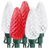 Brizled Red & White Christmas Lights, 33ft 50 LED