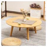 Round Bamboo Small Coffee Table, Low Japanese Styl