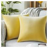 QUORGVES Yellow Throw Pillow Covers 16x16 Inch Set
