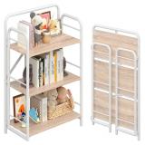 $110 4NM No Assembly Folding Bookshelf, 3 Tier Vin