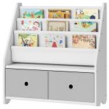Kids Bookshelf and Toy Storage, 4 Tier Large Capac