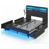 $297 Rolanstar Full Bed Frame with Storage Headboa