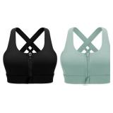 Cordaw Zipper in Front Sports Bra High Impact Stra