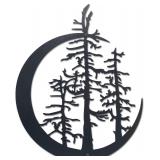 Rustic Metal Moon & Pine Tree Wall Art - Farmhouse