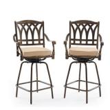 $279 Cast Aluminium 2 Piece Outdoor Swivel Bar Sto