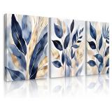 Blue Botanical Wall Art Abstract Leaf Canvas Print
