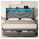$298 Driftalia LED King Size Bed Frame with 2 Stor