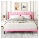$200 King Size Bed Frame with Wingback Headboard,