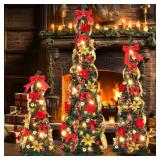 Leyndo 3 Pcs 3, 4, 5ft Pre Lit Pop up Christmas Tr