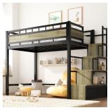$300 soges Twin Size Metal Loft Bed with Storage S