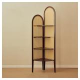 $183 4 Tier Vintage Rattan Corner Shelf, Modern St