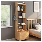 $195 IOTXY Oak Bedside Table Bookshelf - 71" Tall