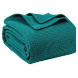 100% Cotton Blankets Queen Size for Bed - Waffle W