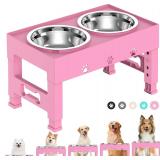 Elevated Dog Bowls with 2 Stainless Steel Bowls, R