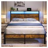 $140 Queen Size Bed Frame, Queen Bed with Charging
