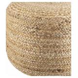 Pouf beige and black stripes