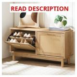 $120 HOOBRO Shoe Storage Bench Entryway, Rattan-Li
