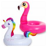 SYNCFUN 2-Pack Flamingo Unicorn Pool Float Riding