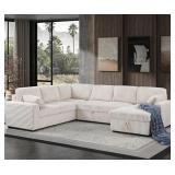 $1164 Oversized U Shaped Sleeper Sectional Sofa Pu