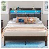$170 Rolanstar Queen Bed Frame with LED Lights, Up